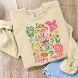 Boho Easter Bunny PNG: Glitter Floral Spring Design
