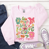 Boho Easter Bunny PNG: Glitter Floral Spring Design