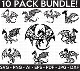 Floral Dragon SVG Bundle
