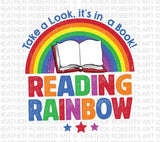 Book Rainbow Retro PNG: Bookworm Sublimation Design