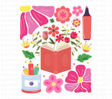 Boho Floral Teacher PNG: Retro Wildflowers, Back to School