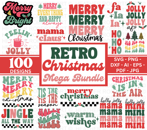 CHRISTMAS RETRO MEGA Bundle, 100 Designs