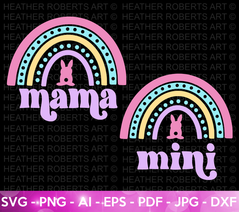 Mama and Mini Easter Rainbow SVG Bundle