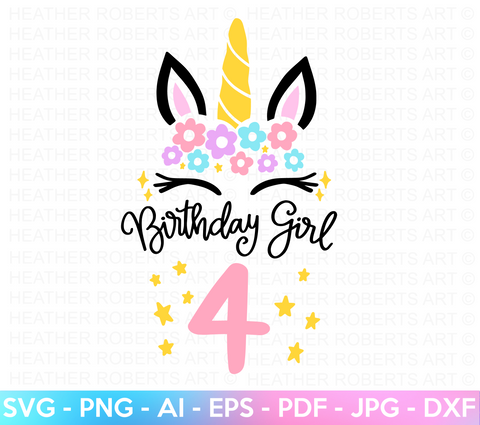 Fourth Unicorn Birthday SVG