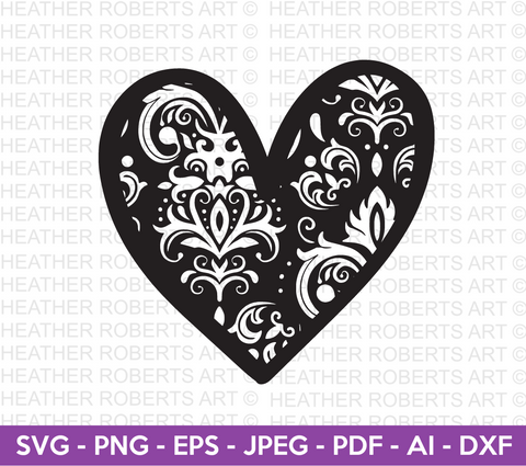 Floral Pattern Heart SVG