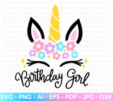 Unicorn Birthday Girl SVG