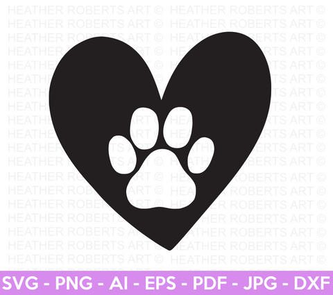 Dog Paw Heart SVG