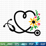 Floral Stethoscope SVG