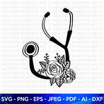 Nurse Floral Stethoscope SVG
