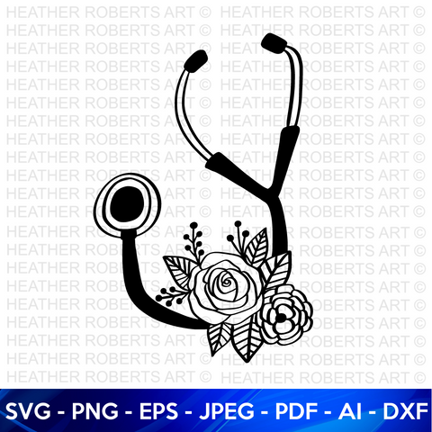 Nurse Floral Stethoscope SVG