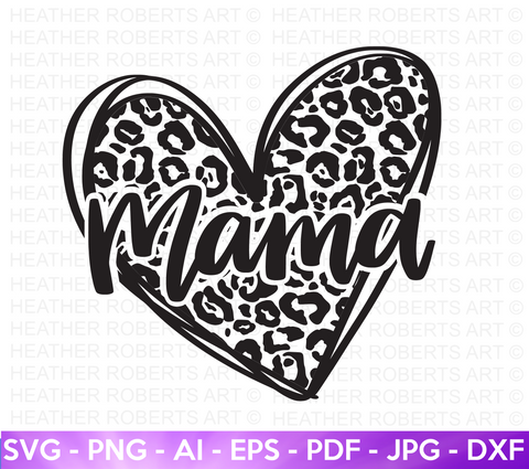 Mama Leopard Heart SVG