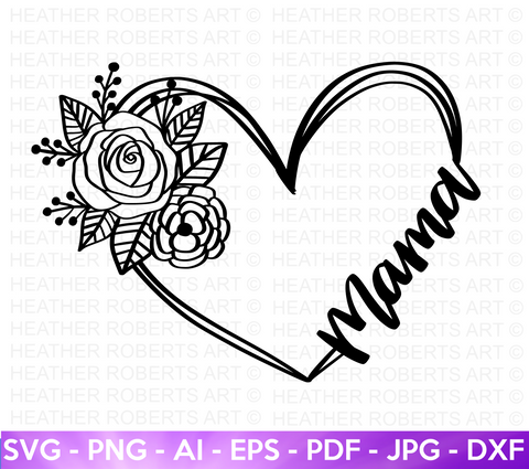 Mama Floral Heart SVG