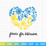 Peace for Ukraine Floral Heart SVG