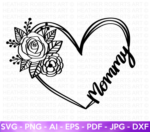 Floral Heart Mommy SVG