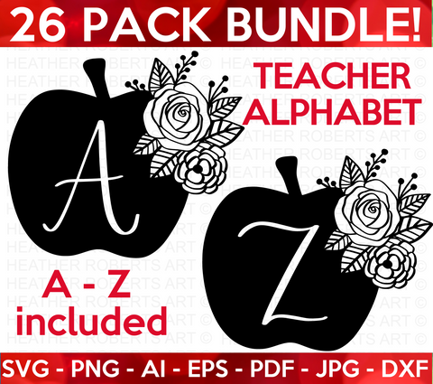 Teacher Alphabet SVG Monograms Bundle