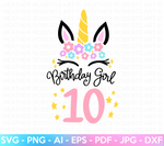 Tenth Unicorn Birthday SVG