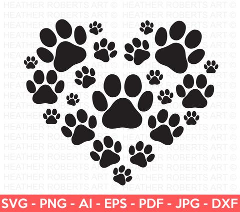 Paw Print Heart SVG