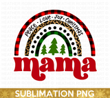 Mama Christmas Rainbow Sublimation PNG