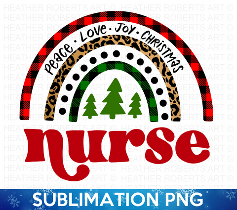 Nurse Christmas Rainbow Sublimation PNG