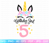 Fifth Unicorn Birthday SVG