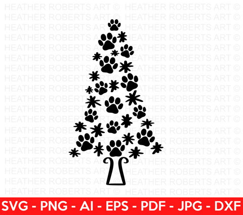 Paw Christmas Tree SVG