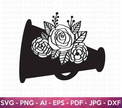 Floral Cheer Megaphone SVG