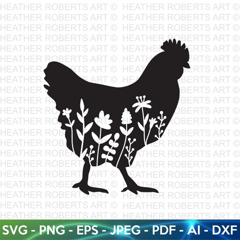 Floral Chicken SVG