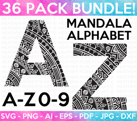 Mandala Alphabet Monograms Bundle