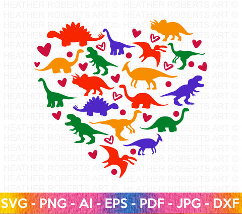 Colored Dinosaur Heart SVG