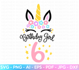 Sixth Unicorn Birthday SVG