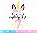 Seventh Unicorn Birthday SVG