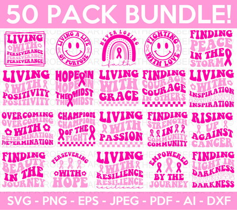 Retro Cancer Awareness SVG Bundle