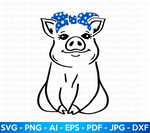 Pig with Blue Bandana SVG