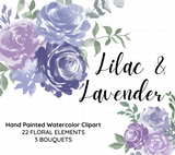 Lilac Lavender Watercolor Flowers Clipart