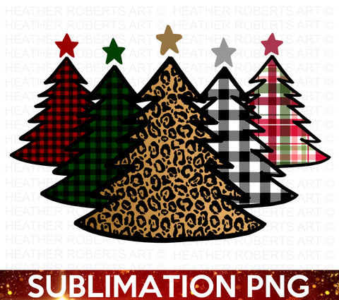 Patterned Christmas Trees Sublimation PNG