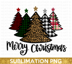 Merry Christmas Patterned Christmas Trees Sublimation PNG