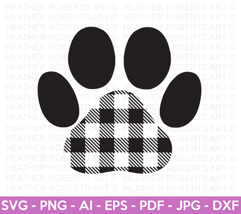 Checkered Dog Paw SVG