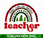 Teacher Christmas Rainbow Sublimation PNG