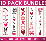 Valentine's Day Colored Porch Sign SVG Bundle