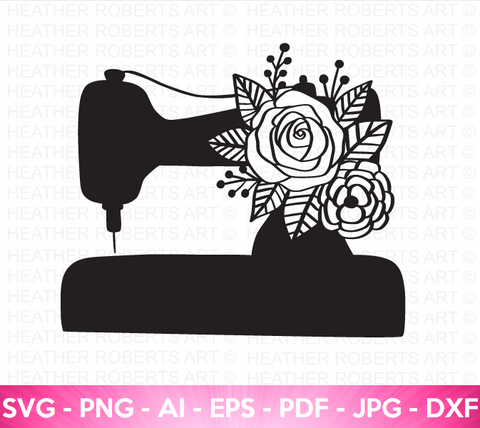 Floral Sewing Machine SVG