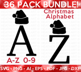 Christmas Alphabet and Numbers SVG Bundle