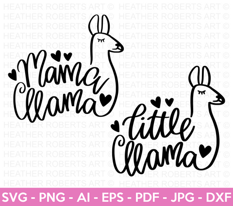 Mama Llama and Little Llama SVG