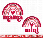 Mama and Mini Valentine Rainbow SVG