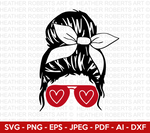 Valentine Messy Bun Svg