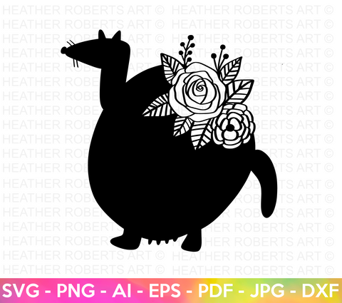 Floral Pregnant Rat SVG