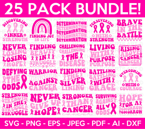 Retro Cancer Awareness SVG Bundle