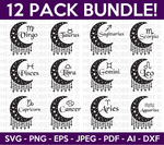 Zodiac Moon Signs SVG Bundle