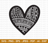 Mandala Outlined Heart SVG