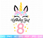 Eighth Unicorn Birthday SVG