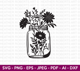 Flower in Mason Jar SVG